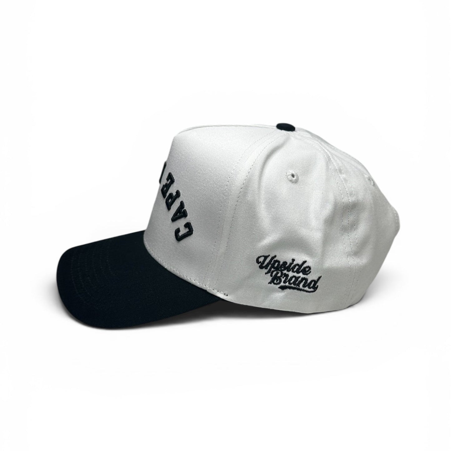 Cape-Breton-Hat-Snapback-white-black-Upside-Brand-Side