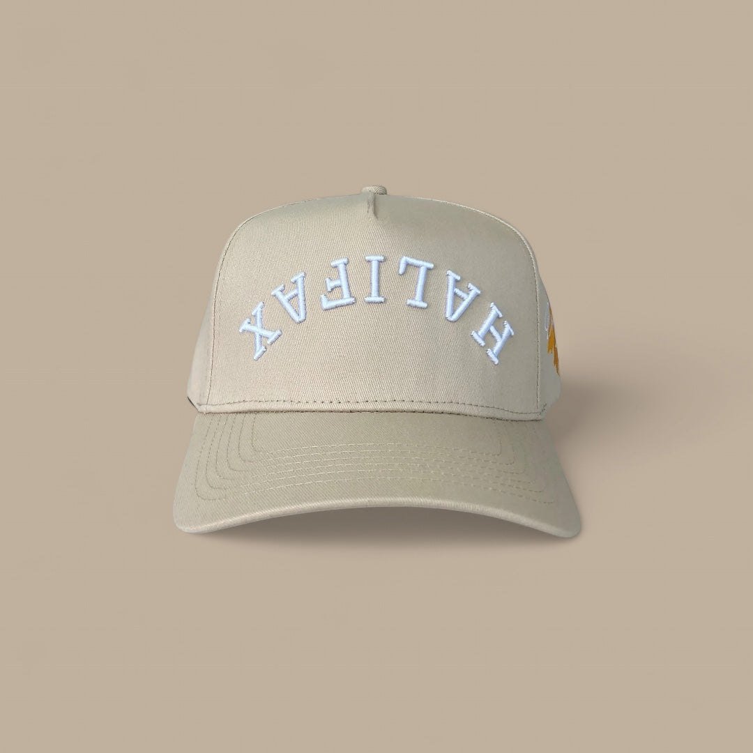 Tan-Halifax-SnapBack-hat-front