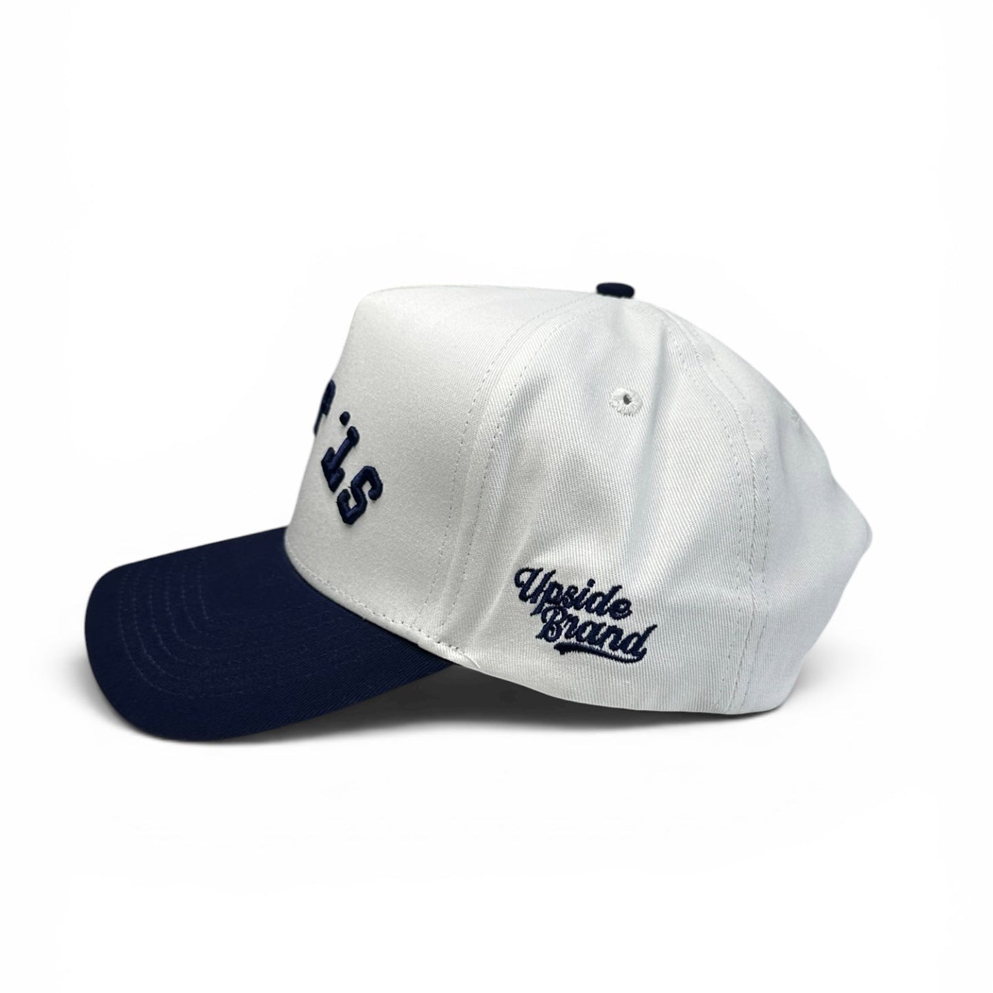 St-Johns-Snapback-white-Navy-Upside-Brand-Side