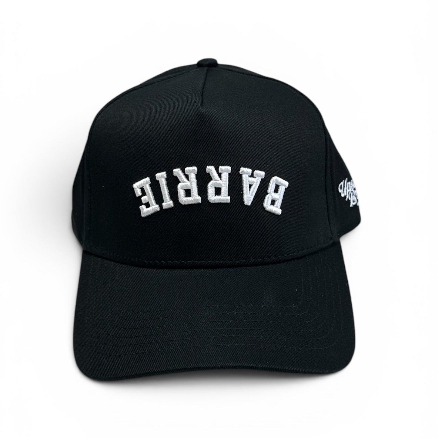 Barrie-Hat-Snapback-white-black-Upside-Brand-Front