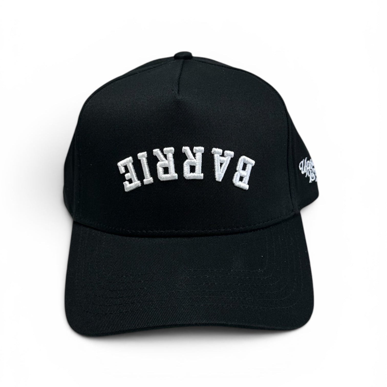 Barrie-Hat-Snapback-white-black-Upside-Brand-Front