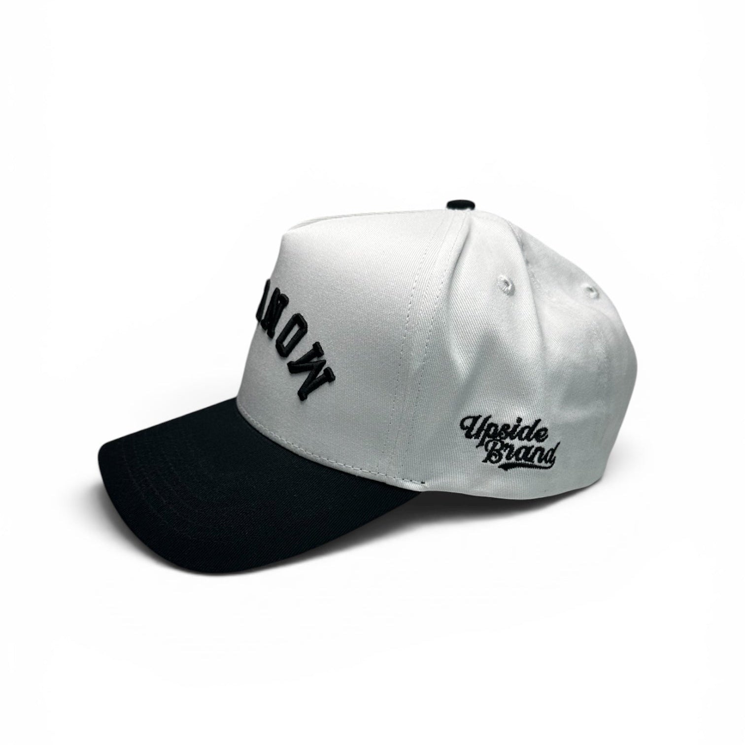 Moncton-Hat-Snapback-white-black-Upside-Brand-Side