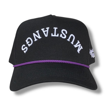 Precurved Mustangs Snapback - Black w/ Rope
