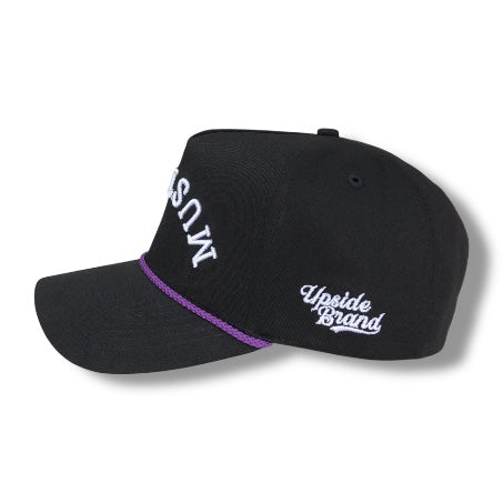 Precurved Mustangs Snapback - Black w/ Rope
