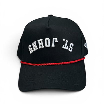 St-Johns-Hat-Snapback-white-black-Upside-Brand-Front